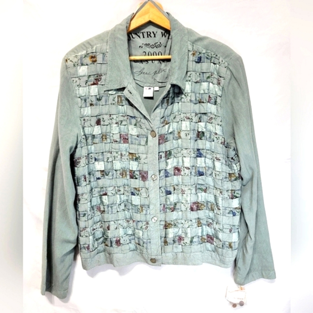 Vintage Floral Artsy 90s Y2K Patchwork Cottagecore Grannycore Button-Up Shirt